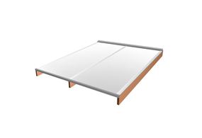 En 3D-genererad produktbild på kanalplasttak med två fack. Bildens syfte är att visa hur ett monterat kanalplasttak ser ut.